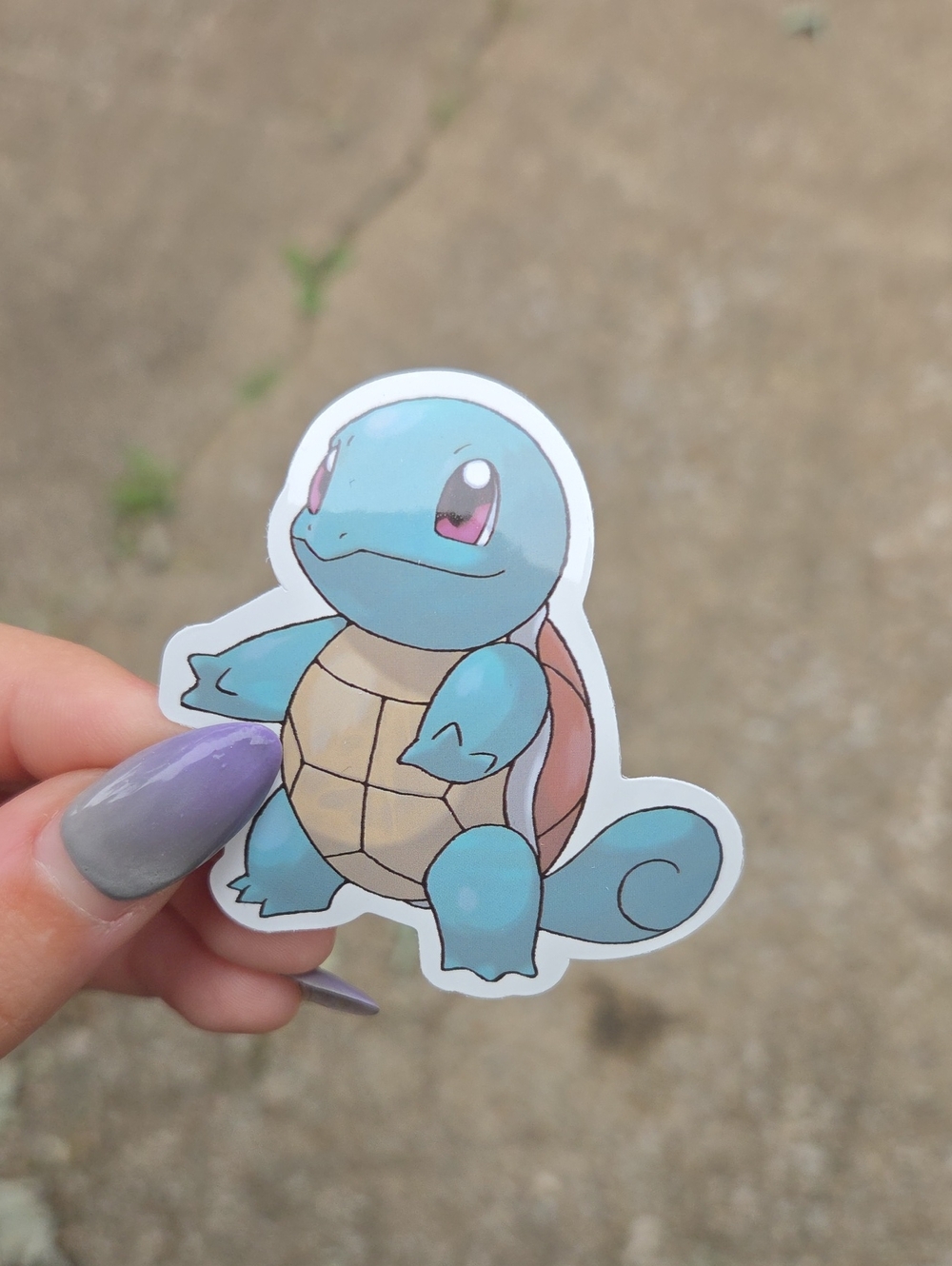 Pokemon Squirtle Sticker in Blue and Cream with Pink Eyes